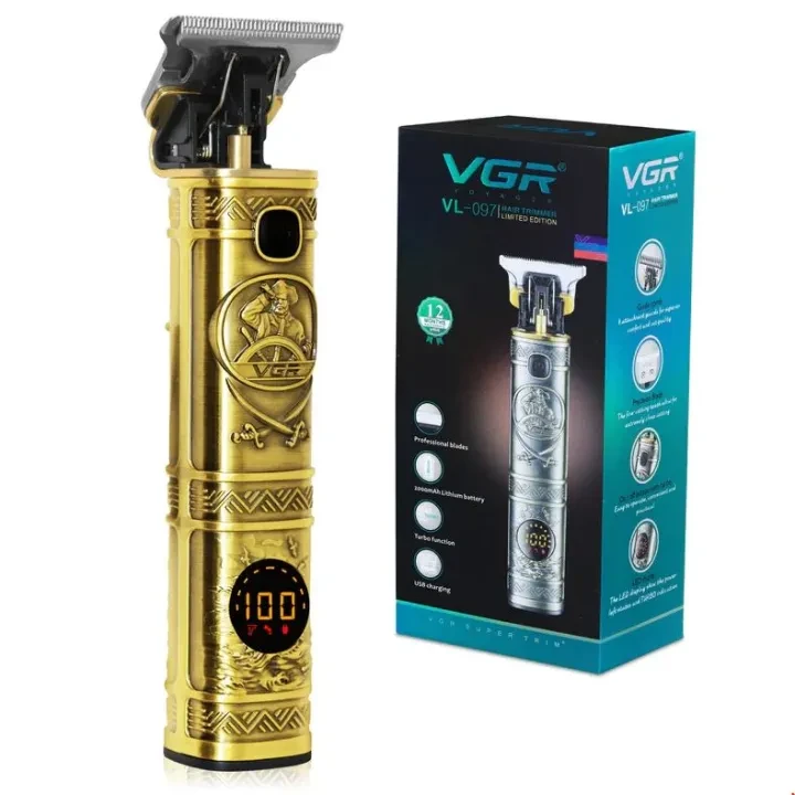 VGR V-097 Professional Hair Trimmer for Men | Limited Edition Gold, Turbo Motor, LED Display - Ojustore